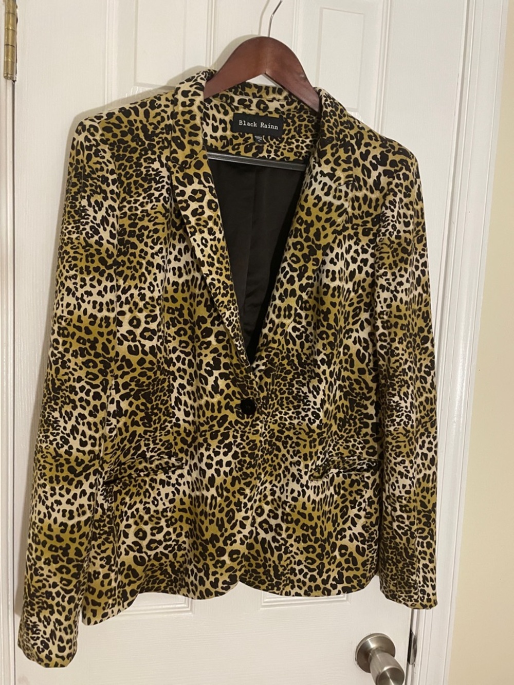 Black Rainn Ultrasuede Cheetah Blazer Jacket Xl